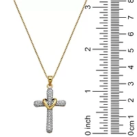 Diamond Accent Set of Cross Earrings and Pendant with 18" Chain in Gold Plated Sterling Silver