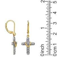 Diamond Accent Set of Cross Earrings and Pendant with 18" Chain in Gold Plated Sterling Silver