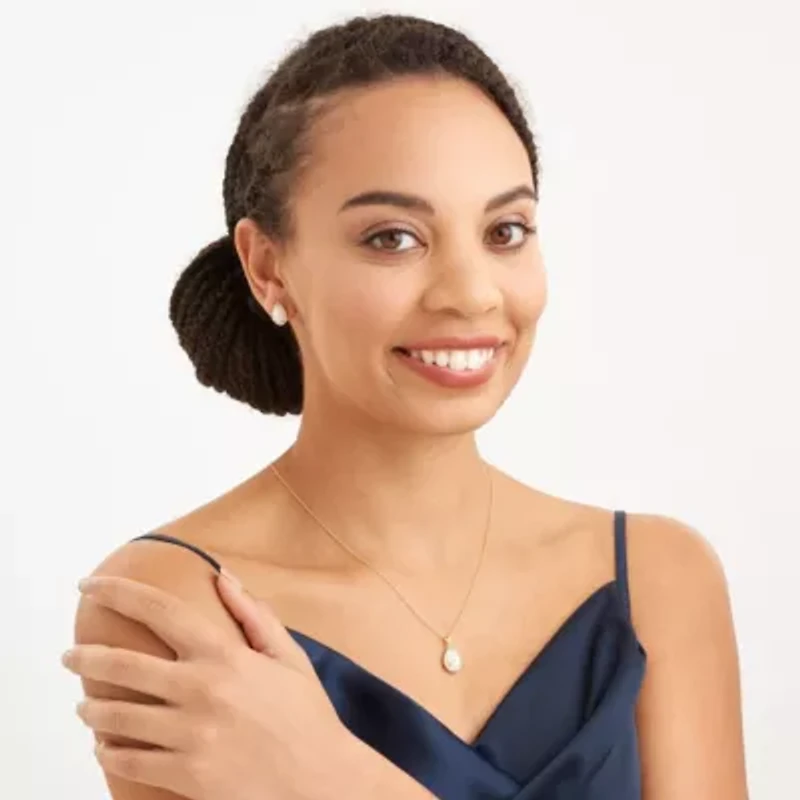 Created Opal and Created White Sapphire Pear Halo Necklace and Earring Set in 18K Gold Plated Sterling Silver
