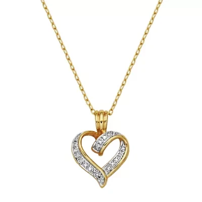Gold Tone 0.01cttw Diamond Accent Heart Necklace
