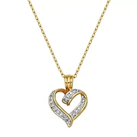 Gold Tone 0.01cttw Diamond Accent Heart Necklace