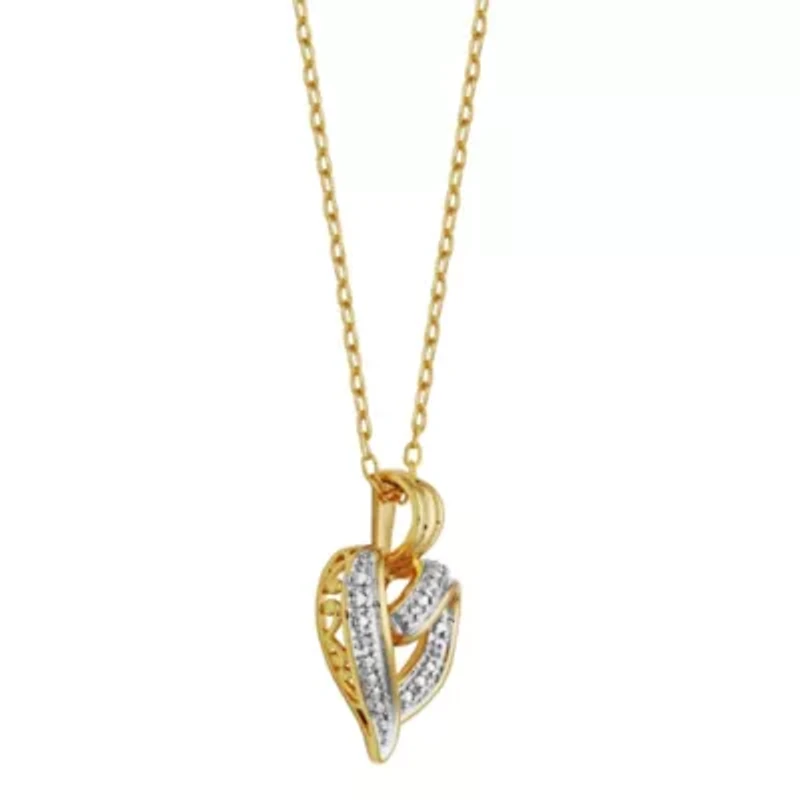 Gold Tone 0.01cttw Diamond Accent Heart Necklace