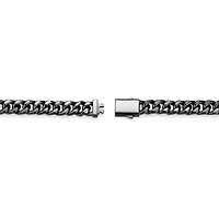 Gunmetal Plated Sterling Silver Men's Genuine Black Sapphire Curb Link Necklace