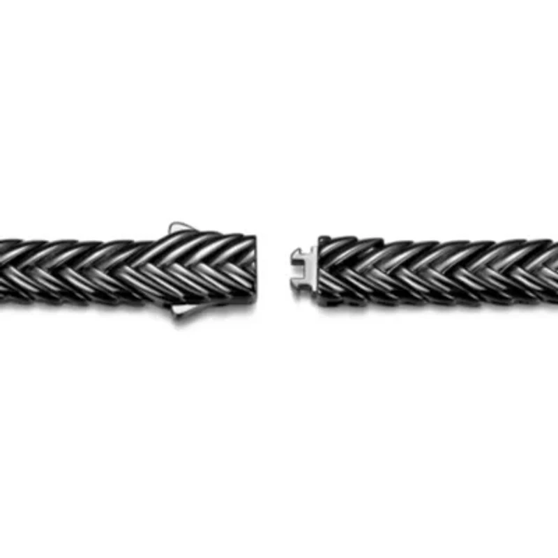 Men's Genuine Black Spinel Bracelet in Gunmetal Sterling Silver