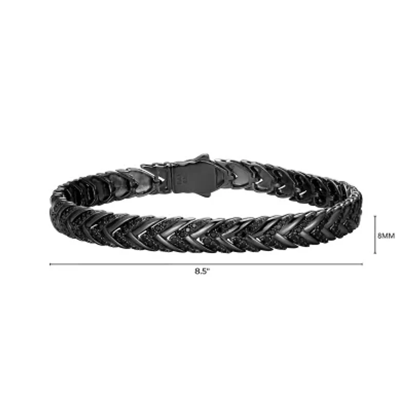 Men's Genuine Black Spinel Bracelet in Gunmetal Sterling Silver