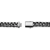 Gunmetal Plated Sterling Silver Men's Genuine Black Sapphire Curb Link Bracelet