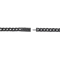 Gunmetal Plated Sterling Silver Men's Genuine Black Sapphire ID Curb Chain Link Bracelet