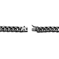 Gunmetal Plated Sterling Silver Men's Genuine Black Sapphire Chain Link Bracelet