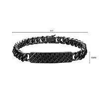 Gunmetal Plated Sterling Silver Men's Genuine Black Sapphire Chain Link Bracelet