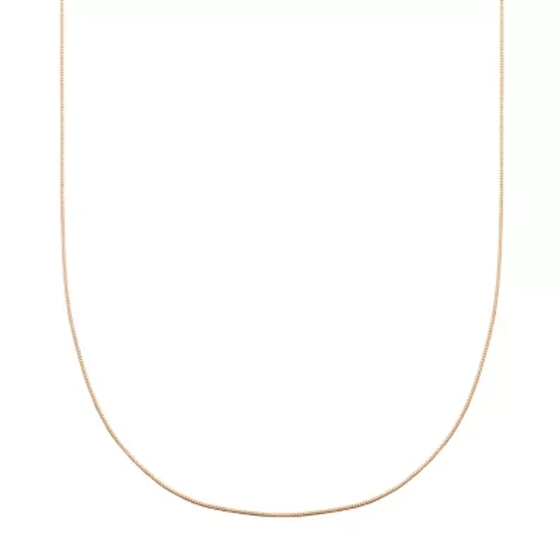 10k Rose Gold Elegant Box Chain Necklace, 18"