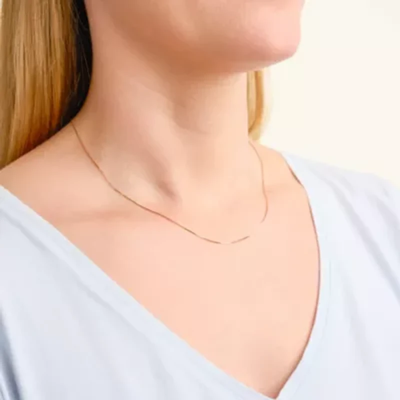 10k Rose Gold Elegant Box Chain Necklace, 18"