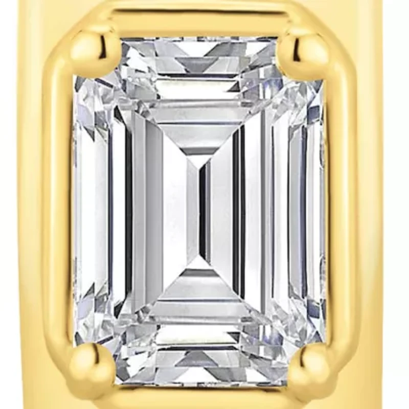 Lab Created 1 ct. t.w. Lab Grown Diamond Emerald Chubby Hoop Earrings in 14K gold