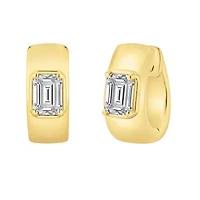 Lab Created 1 ct. t.w. Lab Grown Diamond Emerald Chubby Hoop Earrings in 14K gold