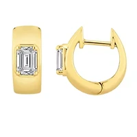 Lab Created 1 ct. t.w. Lab Grown Diamond Emerald Chubby Hoop Earrings in 14K gold