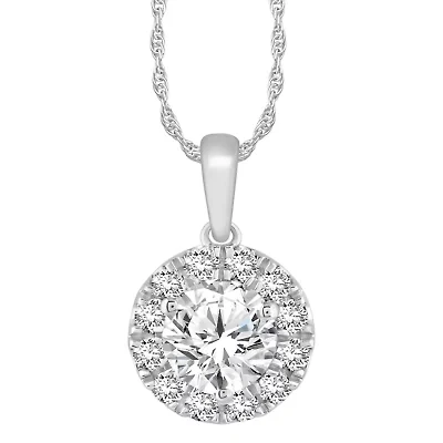 Lab Created 1 ct. t.w. Lab Grown Diamond Round-Shaped Mulit-Stone Pendant in 10K Gold