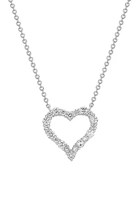 1/2 CT TW Lab Grown Diamond Rhodium Plated Sterling Silver Heart Necklace