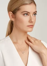 1/2 CT TW Lab Grown Diamond Rhodium Plated Sterling Silver Heart Necklace
