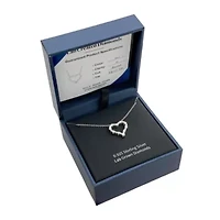 1/2 CT TW Lab Grown Diamond Rhodium Plated Sterling Silver Heart Necklace