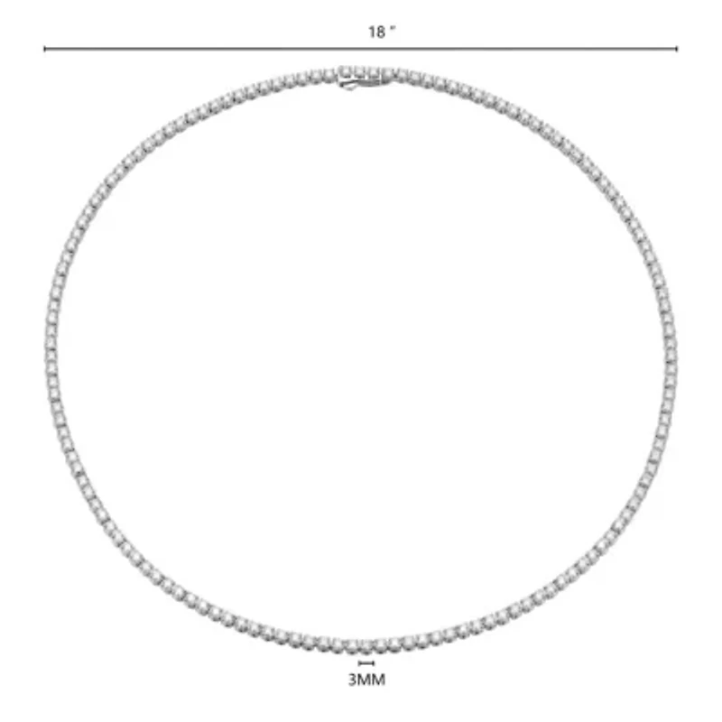 Lab Created Rhodium Plated Sterling Silver Women's Created Moissanite 2.25MM Tennis Necklace