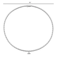 Lab Created Rhodium Plated Sterling Silver Women's Created Moissanite 2.25MM Tennis Necklace