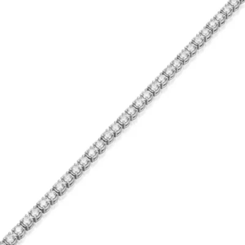 Lab Created Rhodium Plated Sterling Silver Women's Created Moissanite 2.25MM Tennis Necklace