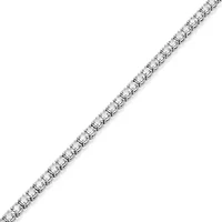 Lab Created Rhodium Plated Sterling Silver Women's Created Moissanite 2.25MM Tennis Necklace