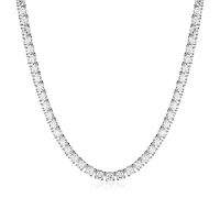 Lab Created Rhodium Plated Sterling Silver Women's Created Moissanite 4MM Tennis Necklace