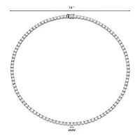 Lab Created Rhodium Plated Sterling Silver Women's Created Moissanite 4MM Tennis Necklace