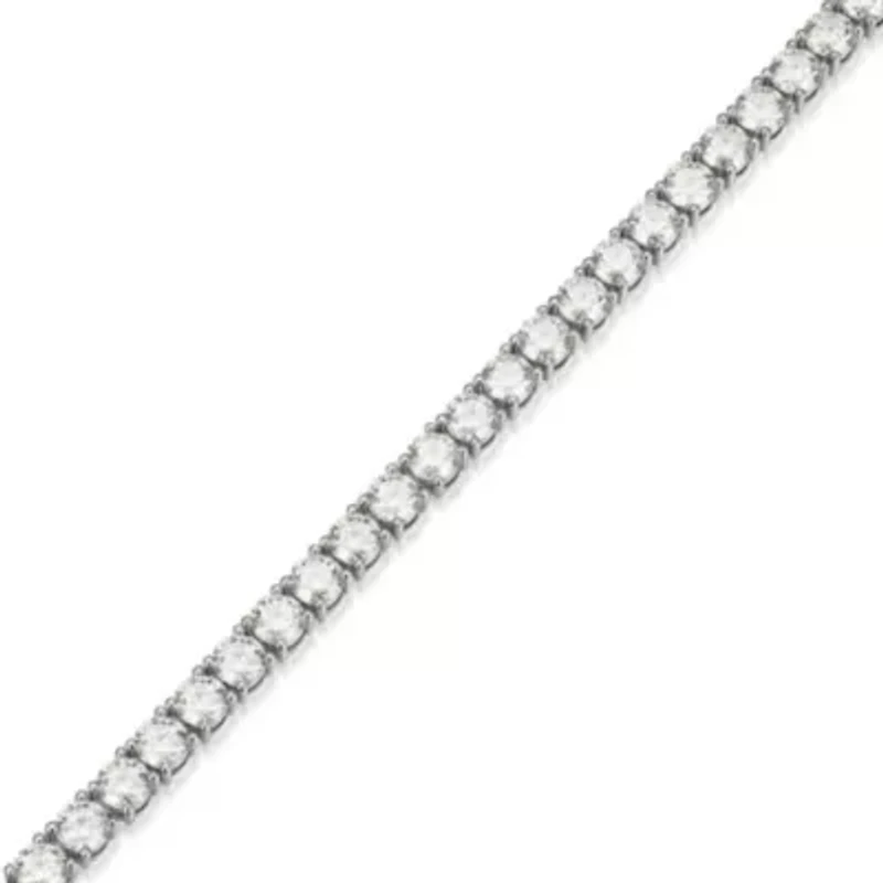 Lab Created Rhodium Plated Sterling Silver Women's Created Moissanite 4MM Tennis Necklace