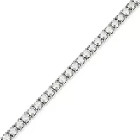 Lab Created Rhodium Plated Sterling Silver Women's Created Moissanite 4MM Tennis Necklace