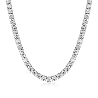 Lab Created Rhodium Plated Sterling Silver Women's Created Moissanite 5MM Tennis Necklace