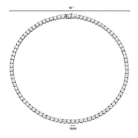 Lab Created Rhodium Plated Sterling Silver Women's Created Moissanite 5MM Tennis Necklace