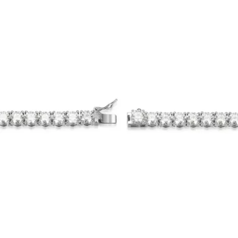 Lab Created Rhodium Plated Sterling Silver Women's Created Moissanite 5MM Tennis Necklace