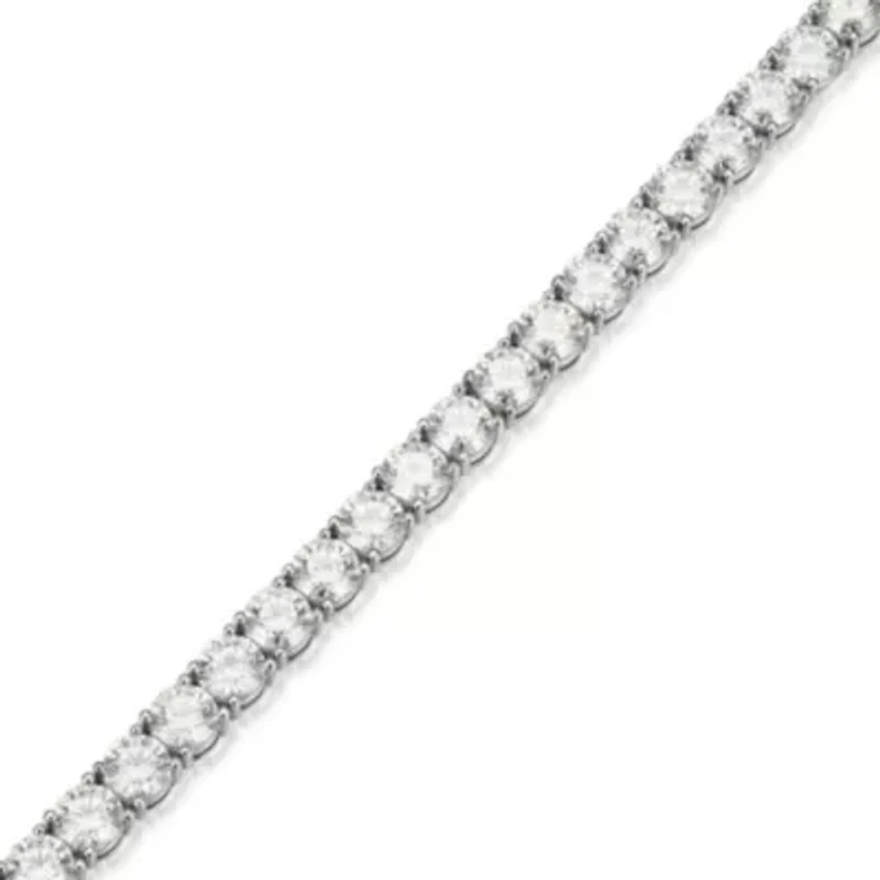 Lab Created Rhodium Plated Sterling Silver Women's Created Moissanite 5MM Tennis Necklace