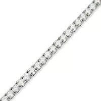Lab Created Rhodium Plated Sterling Silver Women's Created Moissanite 5MM Tennis Necklace