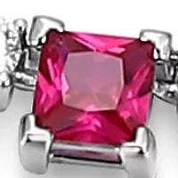 Lab Created Rhodium Plated Sterling Silver Women's Created Ruby and Moissanite Tennis Necklace