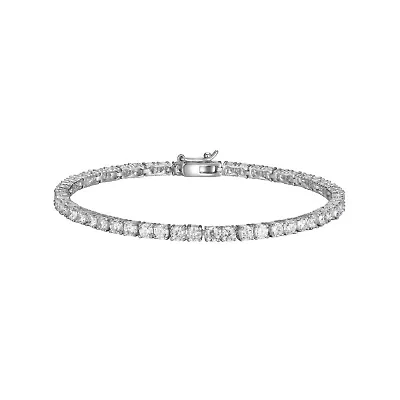 Rhodium Plated Sterling Silver Moissanite Tennis Bracelet
