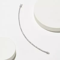 Rhodium Plated Sterling Silver Moissanite Tennis Bracelet