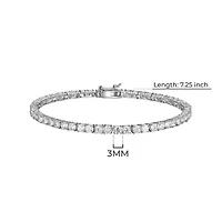 Rhodium Plated Sterling Silver Moissanite Tennis Bracelet
