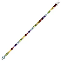 Genuine Multi-Gemstone Bracelet in Rhodium Plated Sterling Silver