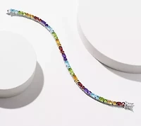 Genuine Multi-Gemstone Bracelet in Rhodium Plated Sterling Silver