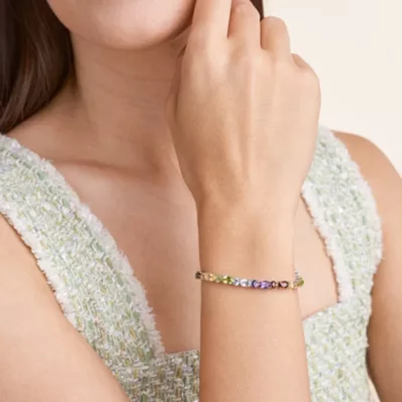 Genuine Multi-Gemstone Bracelet in Rhodium Plated Sterling Silver