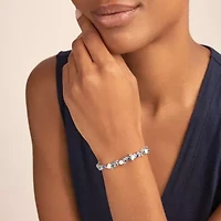 Created Spinel, Opal and White Sapphire Cluster Tennis Bracelet in Rhodium Plated Sterling Silver