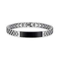Men's Genuine Black Onyx Bracelet in Rhodium Plated Sterling Silver