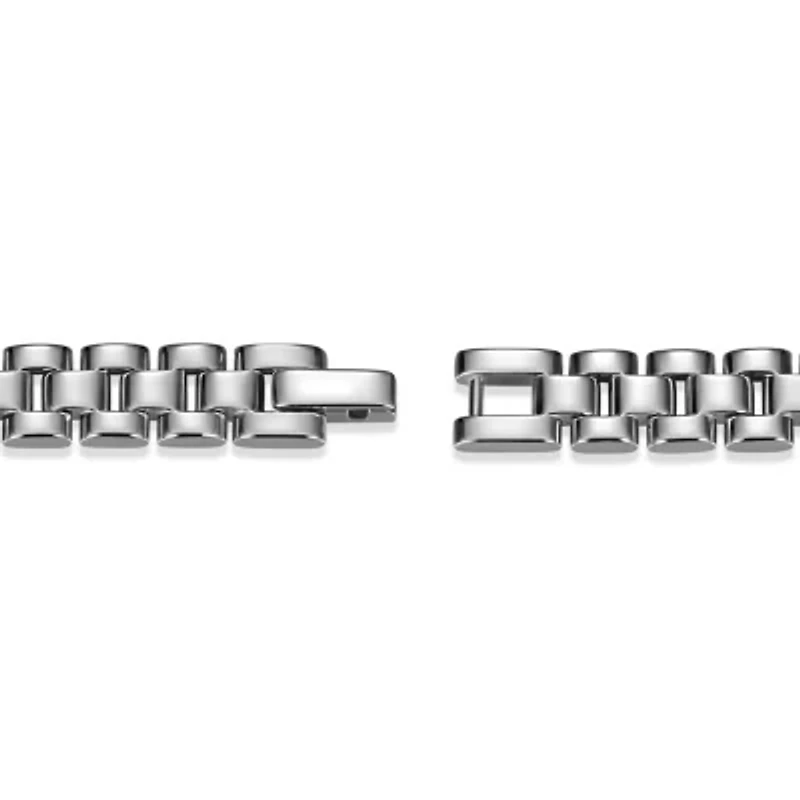 Men's Genuine Black Onyx Bracelet in Rhodium Plated Sterling Silver