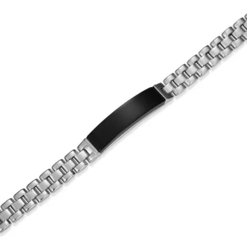 Men's Genuine Black Onyx Bracelet in Rhodium Plated Sterling Silver