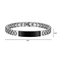 Men's Genuine Black Onyx Bracelet in Rhodium Plated Sterling Silver