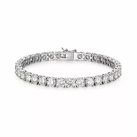 Lab Created Rhodium Plated Sterling Silver Women's Created Moissanite 5MM Tennis Bracelet