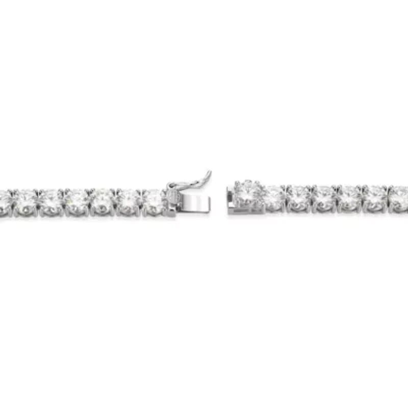 Lab Created Rhodium Plated Sterling Silver Women's Created Moissanite 5MM Tennis Bracelet
