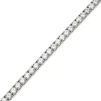 Lab Created Rhodium Plated Sterling Silver Women's Created Moissanite 5MM Tennis Bracelet